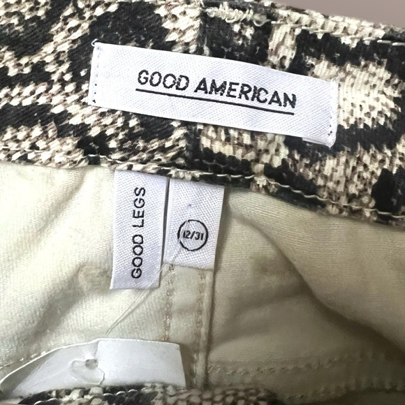 NWT - Good American - Snakeskin Pattern Pants Jeans - Cream/Black - 12 - Picture 8 of 11